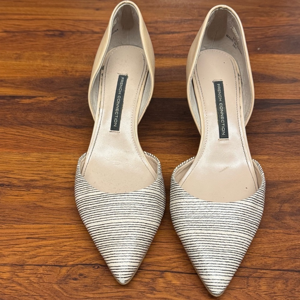 French Connection Heels Cream Black